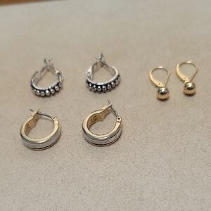 Chic Silver and Gold Earring Trio